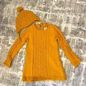 Bundle Tommy Bahama Mustard Cable Knit Sweater knit dress with knit hat girls 3T